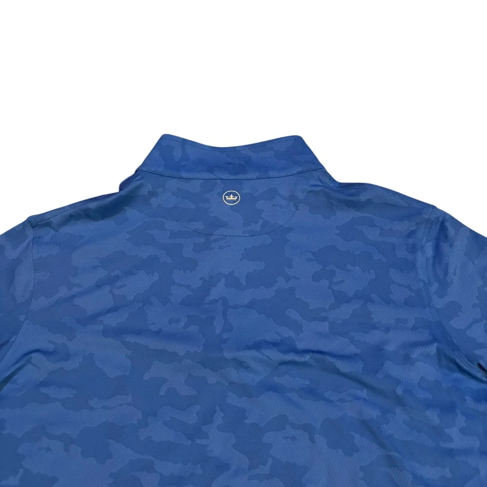 Peter Millar Royal Blue Camo Quarter-Zip Sweater